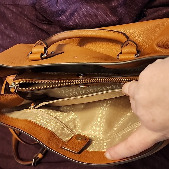 Kate Spade Larchmont Avenue Evangelie Satchel In Warm Cognac Pebbled Leather - Picture 8 of 13